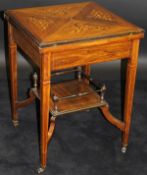 An Edwardian rosewood and inlaid envelope card table,