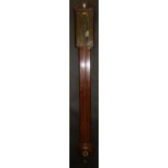 A 19th Century mahogany stick barometer with broken arch pediment above a brass dial inscribed "J.