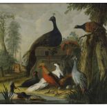 A FOLLOWER OF MARMADUKE CRADDOCK (1660-1717) "Peacock and other exotic birds and turkeys in a