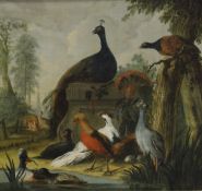 A FOLLOWER OF MARMADUKE CRADDOCK (1660-1717) "Peacock and other exotic birds and turkeys in a
