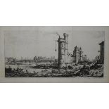 AFTER JACQUES CALLOT (1592-1635) "Vue du Pont Neuf", black and white engraving,