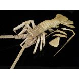 A 19th Century Japanese Meiji Period articulated and carved ivory crayfish figure,