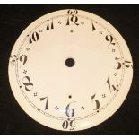 A rare Delft Pottery clock face of plain white form with Arabic numerals in black, 21.