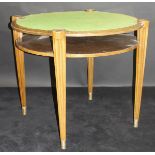 A 1920's French Art Deco card table of circular form by Dominique of Paris,