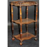 A Victorian rosewood whatnot of small proportions,