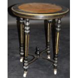 A Victorian ebonised and amboyna occasional table,