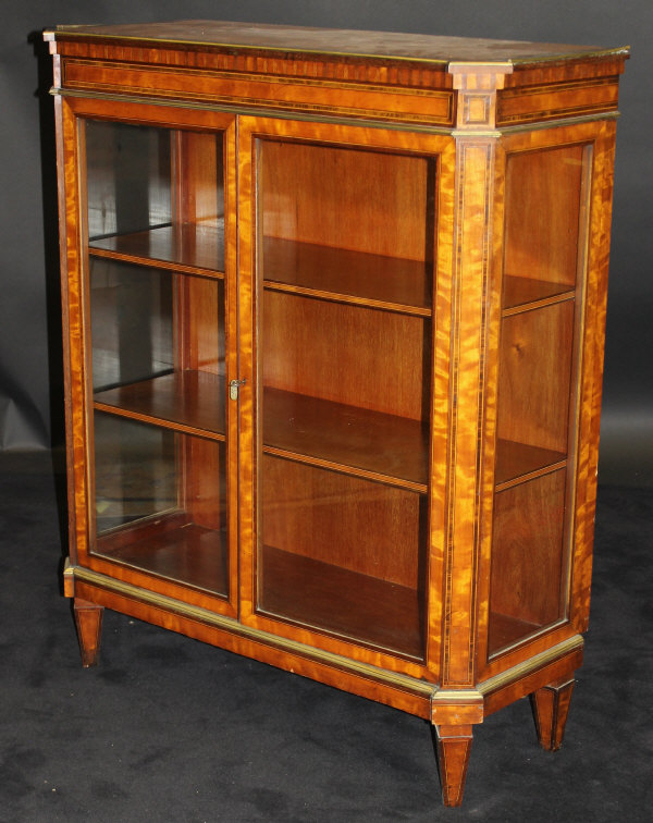 A 19th Century French satinwood and inlaid vitrine,