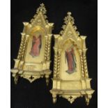 A pair of 19TH CENTURY ITALIAN SCHOOL religious icons of angels playing musical instruments in a