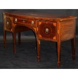 A 19th Century mahogany and marquetry inlaid bow fronted sideboard,