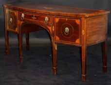 A 19th Century mahogany and marquetry inlaid bow fronted sideboard,