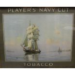 AFTER J M BROWN "Players Navy Cut Tobacco", colour print of tall-masted ship in harbour,