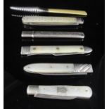 A George III silver and mother of pearl handled folding fruit knife,