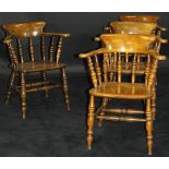 A set of four oak and elm smoker's bow chairs,