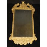 A George I giltwood and gesso framed wall mirror,