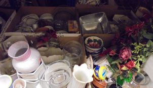 Six boxes of assorted miscellaneous kitchen wares to include bowls, vases,