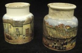Two 19th Century stoneware and transfer decorated ink bottles,