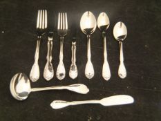 A box of various cutlery including Noritake Mo - stainless,