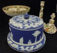 An early 20th Century blue Jasper ware stilton dish and cover decorated with oak leaf and acorn