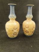 A pair of Doulton Slaters lacework decorated double gourd shaped vases,
