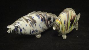 Eight various Murano style glass fish ornaments,