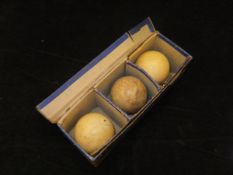 A collection of three Victorian ivory billiard balls (white),