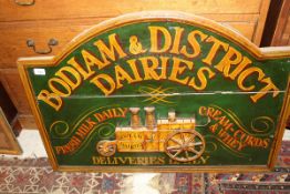 A reproduction Bodiam & District Dairies advertising sign