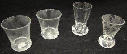 Two Masonic Amity Lodge toasting glasses,