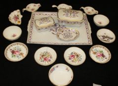 A Richard Ginori part dressing table set comprising tray, two lidded boxes and pin dish,