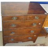 A 19th Century square fronted mahogany chest of drawers the plain top above two short and three