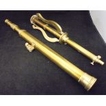 A Ross of London brass telescope and folding tripod stand