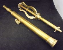 A Ross of London brass telescope and folding tripod stand