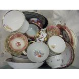 Various 18th Century English tea bowls and saucers, together with various other tea cups, saucers,