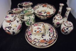 A collection of Masons' "Mandalay" china wares to include ginger jars, jugs, bowls, plates,