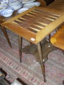 An oak and inlaid backgammon table,