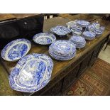 A Spode "Italian" pattern part dinner and tea service to include platters, plates, teapot, tea cups,