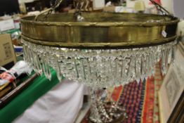 Two brass and glass drop ceiling light fittings CONDITION REPORTS These are not