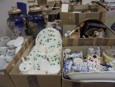 Four boxes of miscellaneous china wares to include a Colclough part dinner and tea service