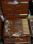An Elkington and Co Ltd part cutlery canteen comprising ten table knives, twelve table forks,