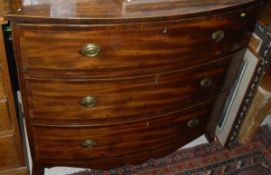 A Regency mahogany bow front chest of drawers,