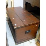 A late Victorian stained pine trunk together with a late Victorian pot cupboard,