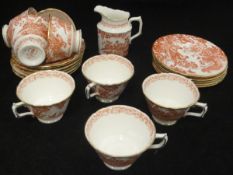A Royal Crown Derby "Red Aves" part tea service to include tea cups, saucers, side plates,