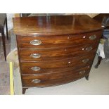 A 19th Century mahogany bow front chest,