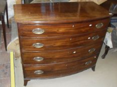 A 19th Century mahogany bow front chest,