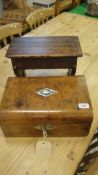 A Victorian burr walnut and mother of pearl inlaid writing slope and a stained pine stool