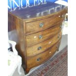 A Regency mahogany and inlaid bow front chest of drawers,