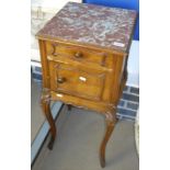 Two French marble top pot cupboards
