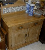 A Victorian Pine North Country tile back side cabinet,