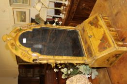 A gold ground chinoiserie decorated toilet mirror in the 18th Cebntury manner,