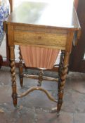 A Victorian rosewood drop-leaf work table,