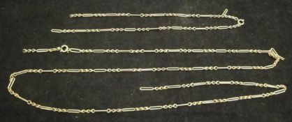 A 9 carat gold fancy chain link necklace with rope-twist decoration,